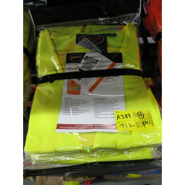 4 NEW PIONEER BRAND XL HIGHVIS ZIPPER FRONT SAFETY VESTS