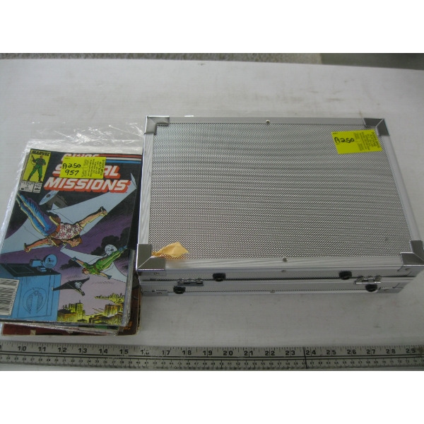 STACK OF COMICS & EMPTY SILVER CASE