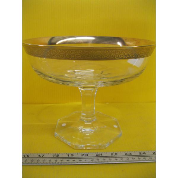 MOSERS 24KT GOLD RIM CRYSTAL PEDESTAL BOWL