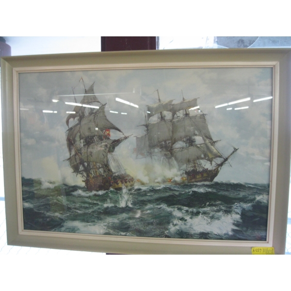 FRAMED SAILING SHIP PICTURE