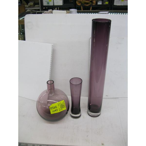 3 PIECES OF PURPLE GLASS