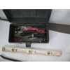 Image 2 : PLASTIC TOOLBOX W/MISC. CONTENTS: HAMMER, SHOVEL, ETC. & COATRACK, PRYBAR, LEVEL