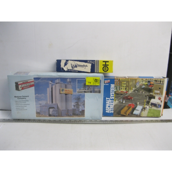 3 HO SCALE ITEMS - CEMENT PLANT, STREET SYSTEM, ETC.