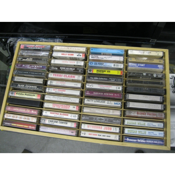 DUAL CASSETTE DECK & 2 CASES W/ASST. CASSETTES
