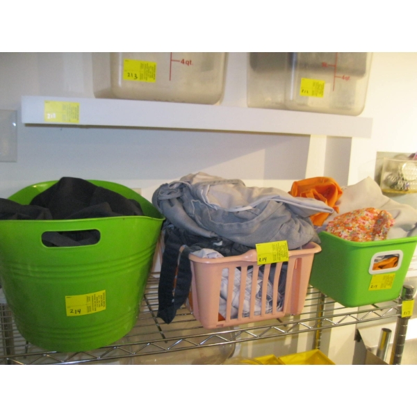 3 ASST. CONTAINERS OF APRONS, ETC.