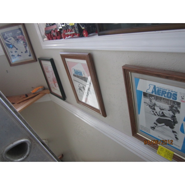 4 FRAMED HOCKEY PICTURES - LARRY LUND, ETC.
