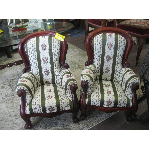 PAIR OF KID SIZE BALLOON BACK ANTIQUE LOOK CHAIRS