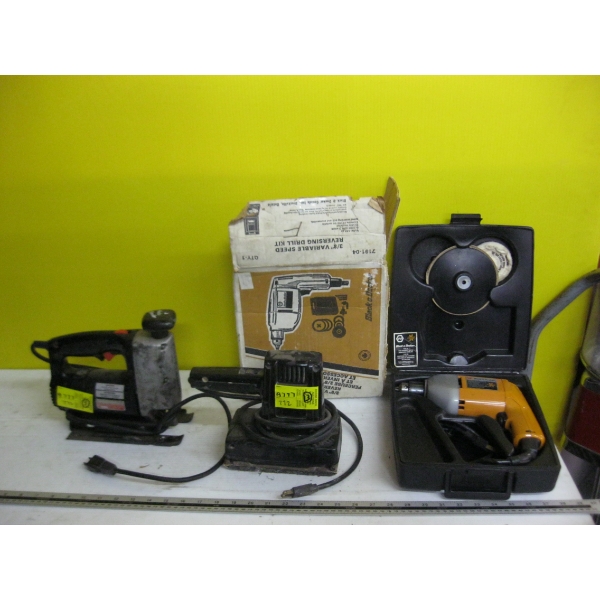 ELECTRIC SANDER, SCROLL SAW & A DRILL