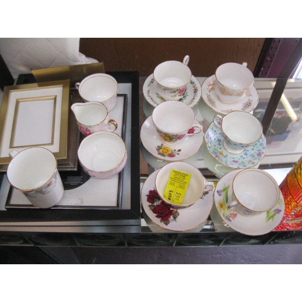 PICTURE FRAMES, CHINA TEACUPS, ETC.
