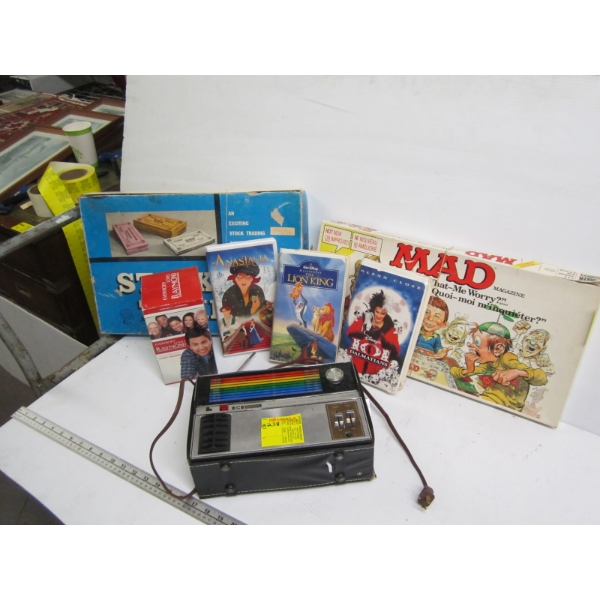 MISC. GAMES, VHS TAPES, NON WORKING RADIO