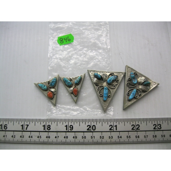 2 SETS OF SILVER NAVAJO COLLAR TIPS
