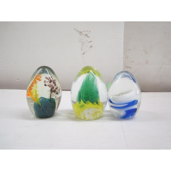 3 GLASS PAPER WEIGHTS