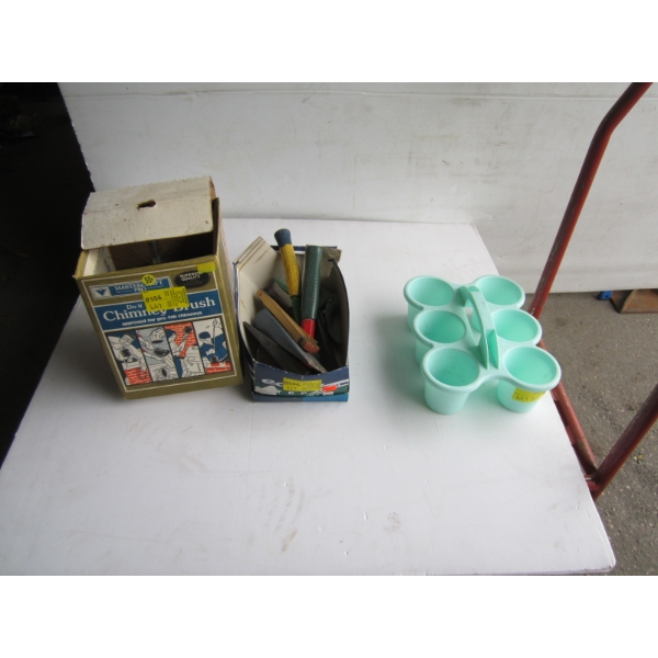 CHIMNEY BRUSH & MISC. TOOLS, ETC.