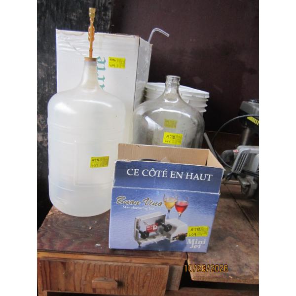 ASST. WINE MAKING ITEMS - BOTTLES, FILTER, ETC.