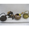 Image 1 : 3 TEAPOTS & WOODEN FIGURINE