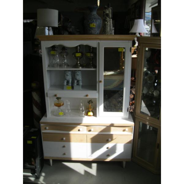 2 PIECE WHITE DRESSER W/UPPER CABINET