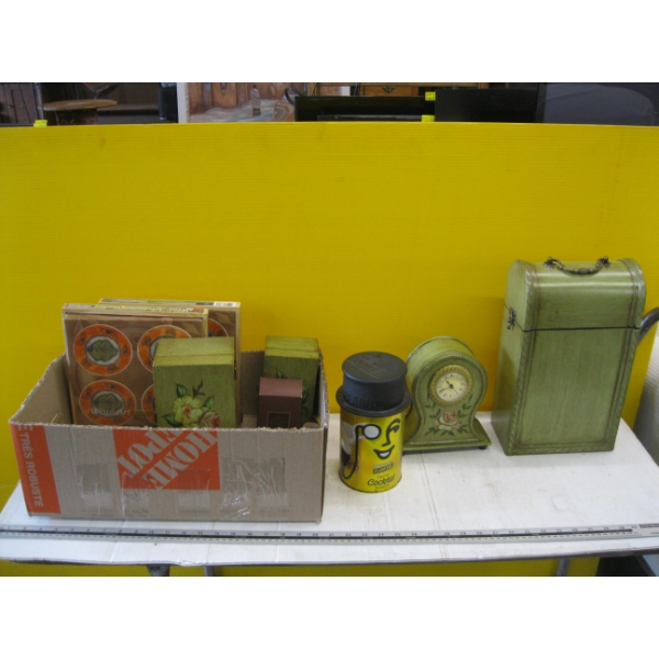 MISC. WOODEN BOXES, COLOGNE, COASTERS, ETC.