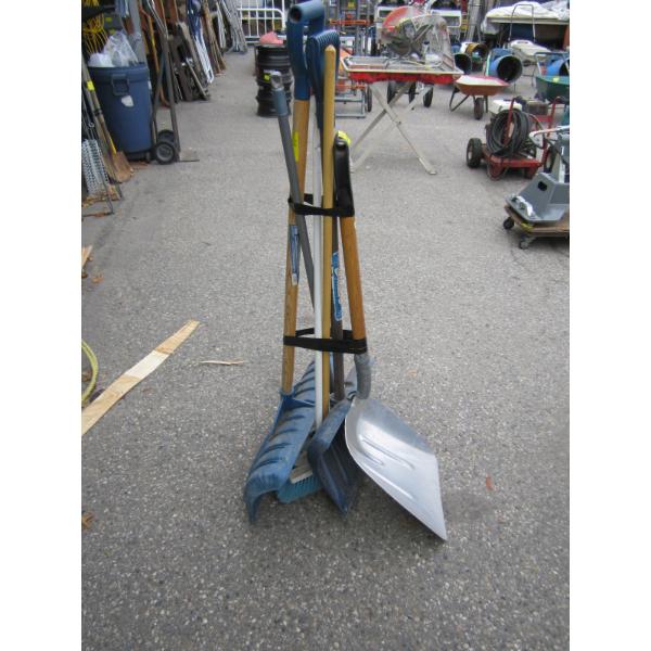 BUNDLE OF ASST. SHOVES, BROOM, ETC.
