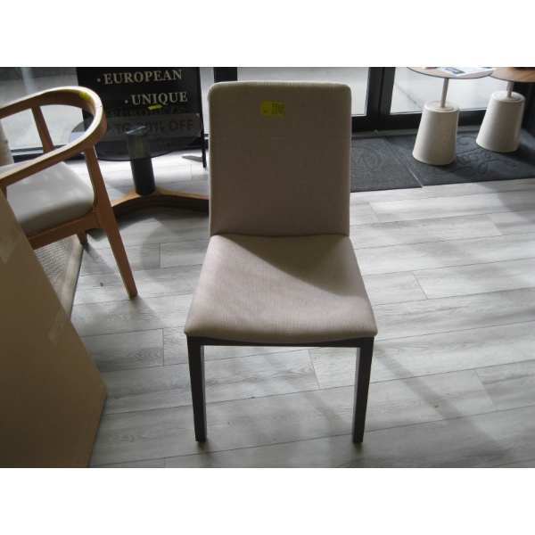 LIGHT UPHOLSTERED DINING CHAIR, WOOD FRAMED