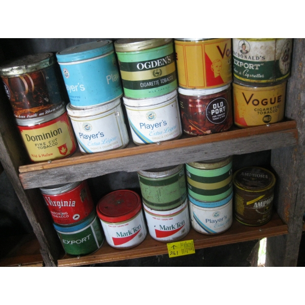 ASST. TOBACCO TINS - SOME WITHOUT LIDS