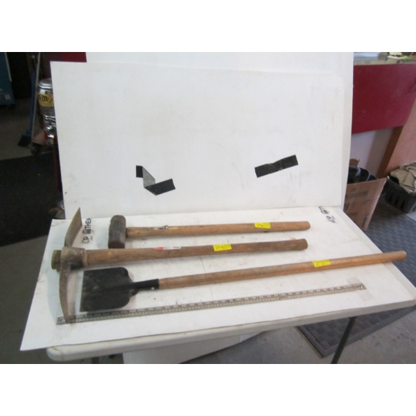 BUNDLE OF PICK AXE, SLEDGEHAMMER