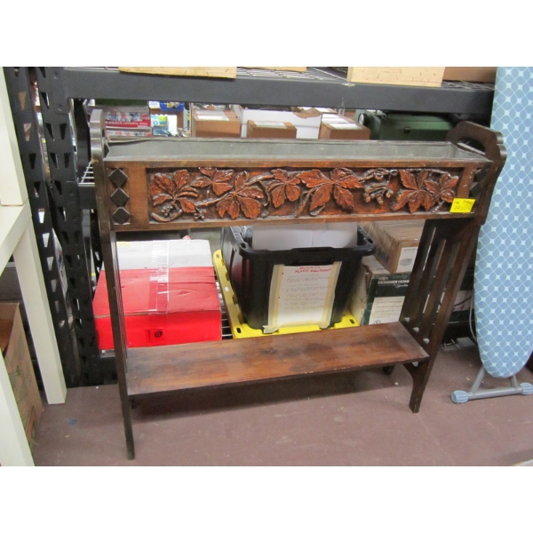 WOODEN PLANT STAND W/METAL INSERT