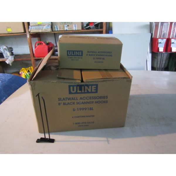 5 BOXES OF 8" BLACK SLATWALL HOOKS