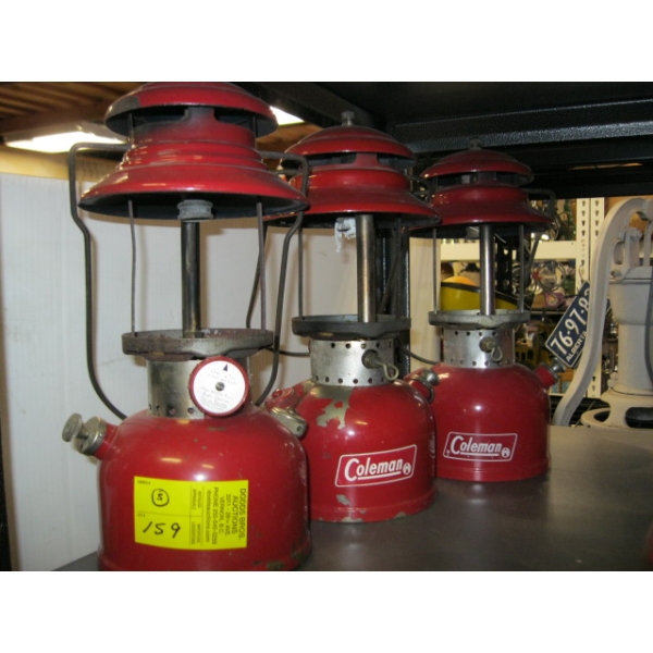 3 RED MODEL 200 COLEMAN LANTERNS - NO GLASS