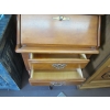 Image 9 : MAPLE SM. 2 DRAWER DROP FRONT WRITING DESK W/UPPER GLASS DOORED CABINET - MISSING SHELVES