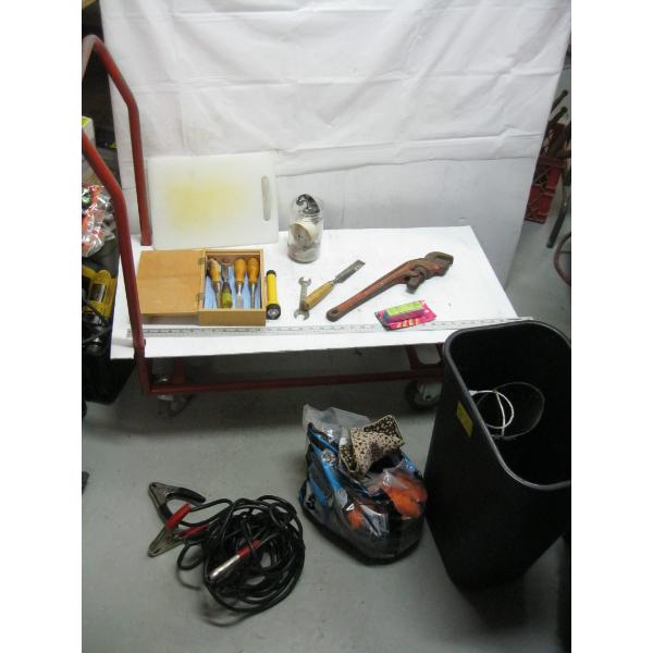 TUB OF MISC. TOOLS, CHISELS, ETC.