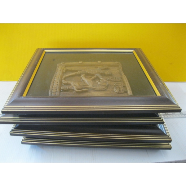 SET OF 4 EGYPTIAN THEME BOX FRAMED PLAQUES
