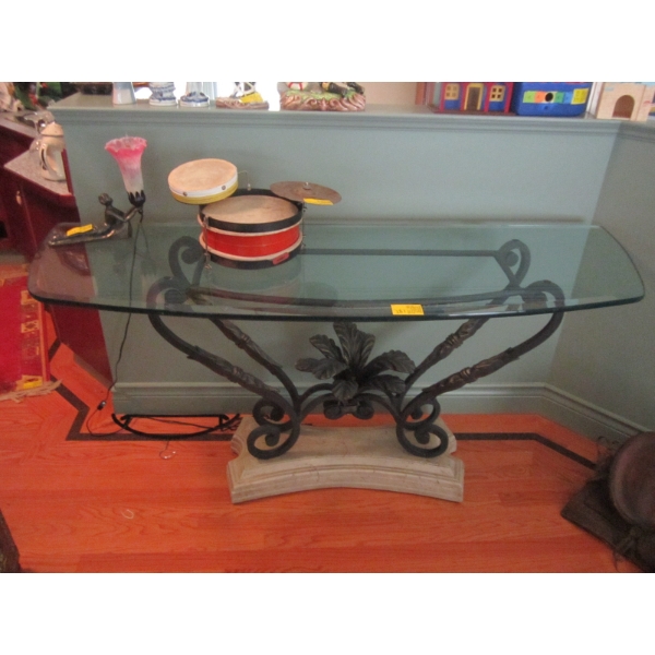GLASS & METAL HALL TABLE