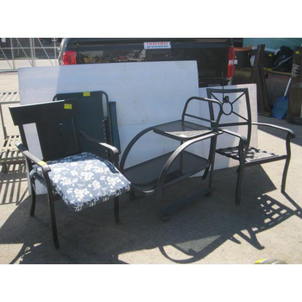 2 - CHAIRS, GRAVITY LOUNGE & A SERVING CART ON CASTORS