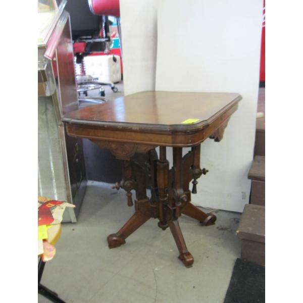 ANTIQUE CARVED BASE OCCASIONAL TABLE