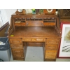 Image 1 : 48" DOUBLE PEDESTAL OAK VINTAGE ROLLTOP DESK