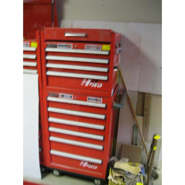 HOMAK TOOL CABINET COMPLETE W/UPPER & LOWER BOXES & 4 CASTORS