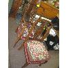 Image 1 : WOOD FRAMED UPHOLSTERED SEAT ANTIQUE ARMCHAIR & MATCHING SIDE CHAIR