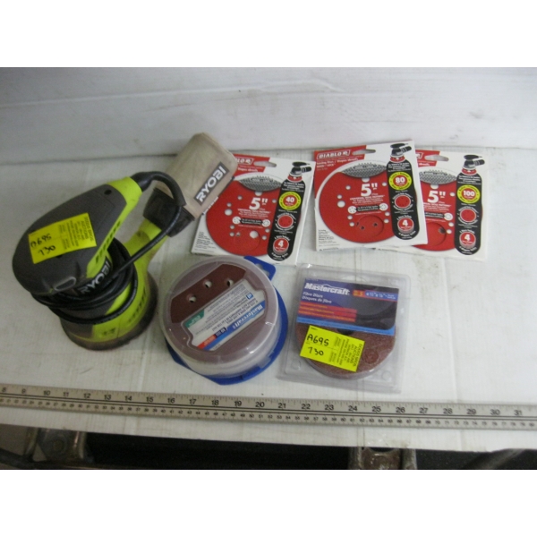 RYOBI SANDER W/ASST. SANDING PADS