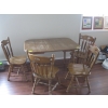 Image 1 : WOODEN DINETTE TABLE W/4 CHAIRS - 1 CHAIR DAMAGED