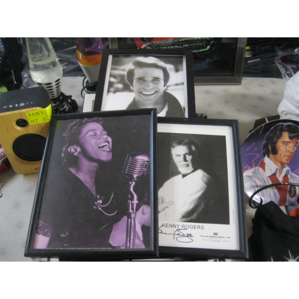 BOX W/ASST. FRAMED PICTURES, SOME SIGNED
