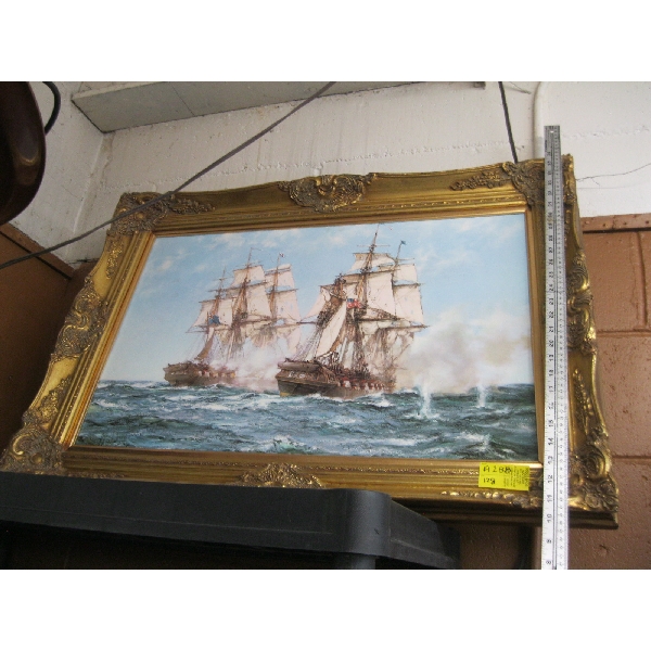 ORIGINAL FRAMED PAINTING OF SAILING SHIP