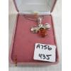 Image 2 : STERLING AMBER PENDANT W/CHAIN & STERLING BRASS CUFF BRACELET FROM MEXICO