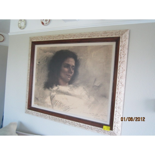 LG. FRAMED PICTURE, SIGNED, 1961