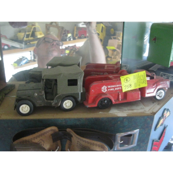 2 METAL TOYS - FIRE TRUCK & AN ARMY JEEP