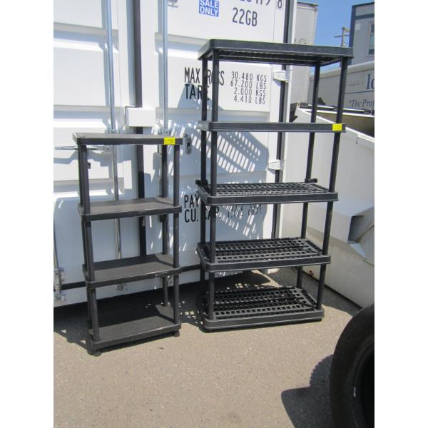 2 DIFFERENT SIZE PLASTIC SHELVING UNITS