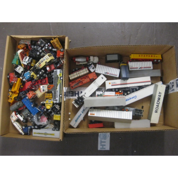2 BOXES OF SM. CARS, TRUCKS, VANS, ETC.