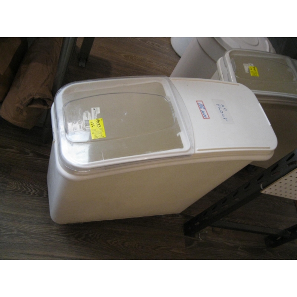 LG. ROLLING FLOUR BIN W/SLIDING TOP ON CASTORS