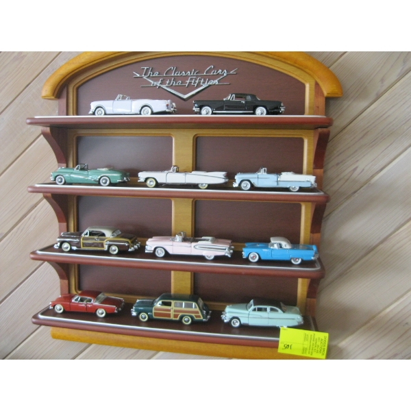 CLASSIC CAR DISPLAY SHELF UNIT W/11 DIECAST CARS