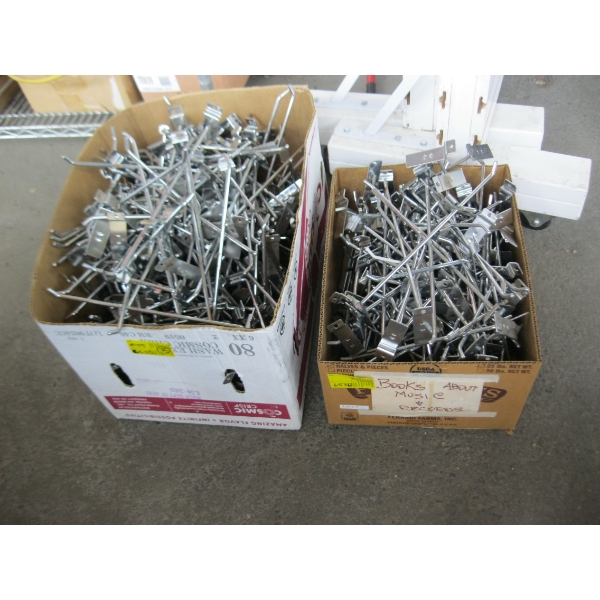 2 BOXES OF SLAT WALL HOOKS AND MISC HOOKS