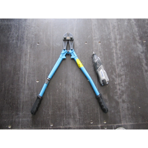 CORDLESS DREMEL - NO CHARGER - & A PAIR OF BOLT CUTTERS